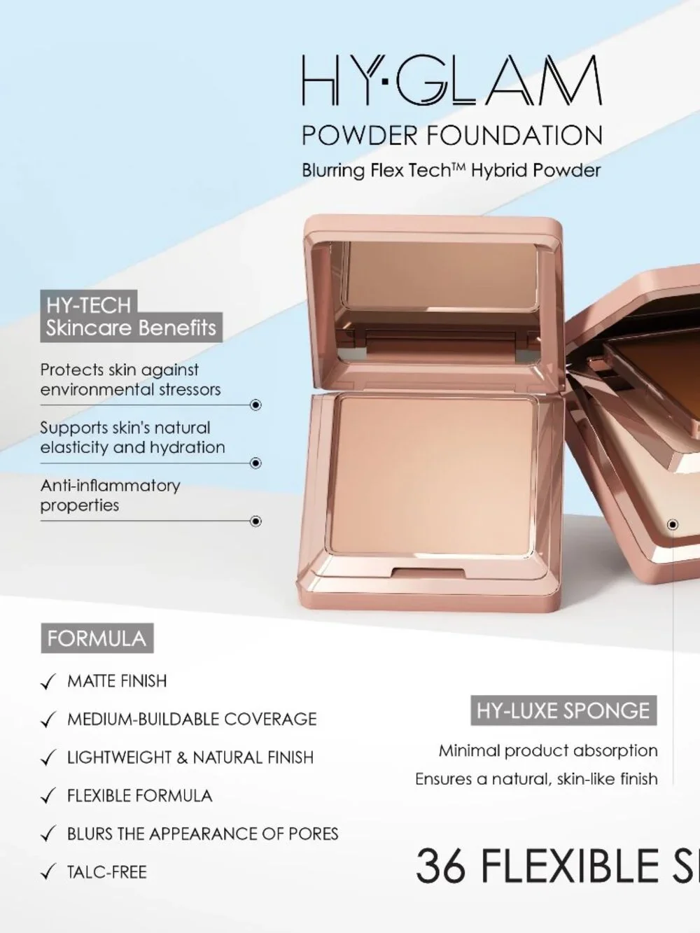 NATASHA DENONA Hy-Glam Powder Foundation NEW Fair to Light Shades NIB